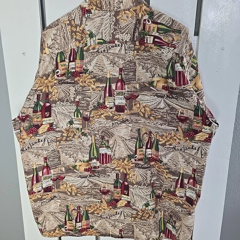 Reyn‎ Spooner Mens Hawaiian Shirt XL Winery Wine Bottles Vineyard Hawaiian Camp